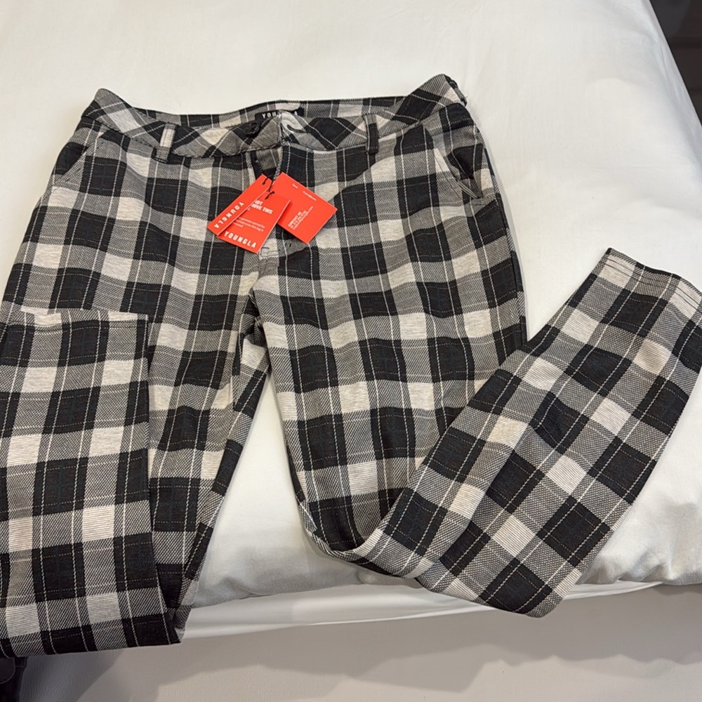 YoungLA Black and White Plaid Pants